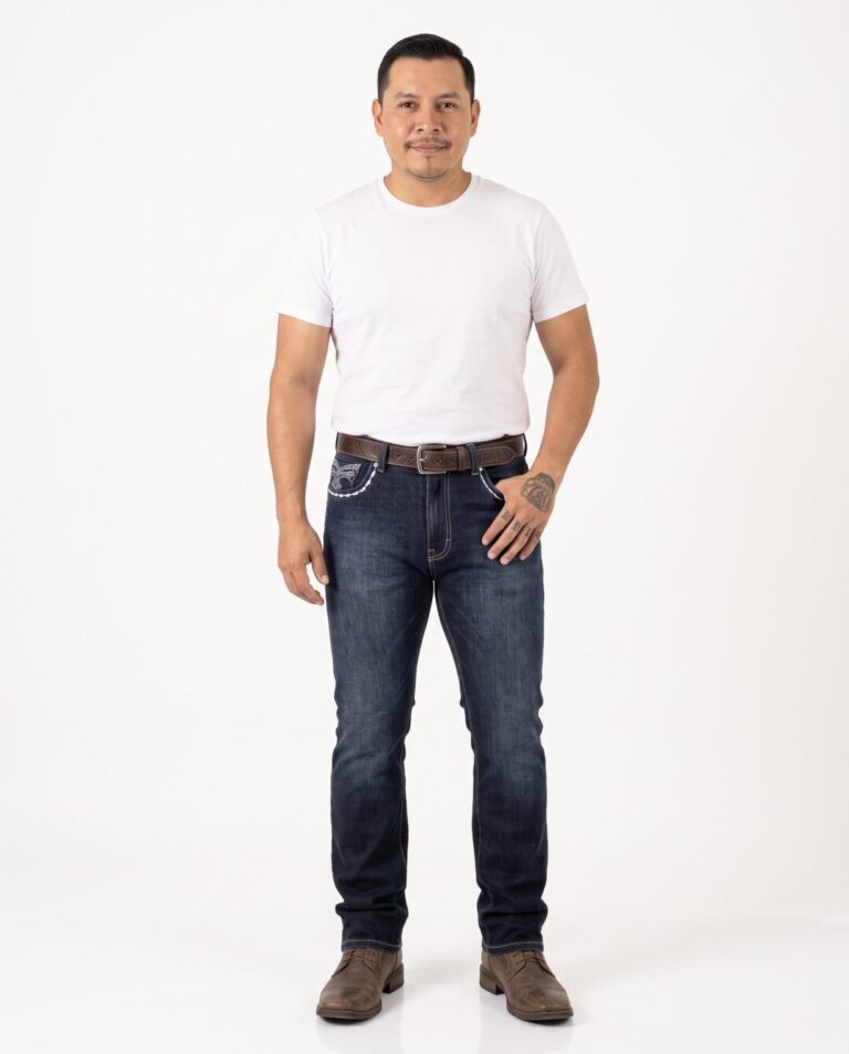 Jeans semi recto para hombre CLD, fondo blanco