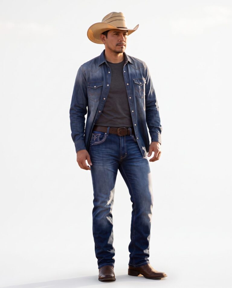 Jeans vaquero para hombre CLD, fondo blanco